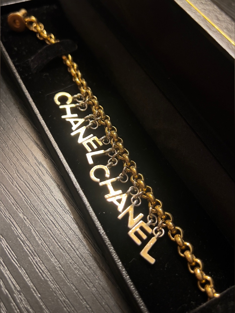 CHANEL Vintage 96P Turnlock Bracelet 24K GP Letter Charms 1996 Karl Lagerfeld - Picture 2 of 8